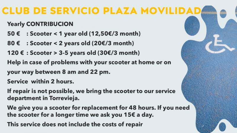 Mobility scooter call-out service club, storage, maintenance and cleaning from Plaza Movilidad