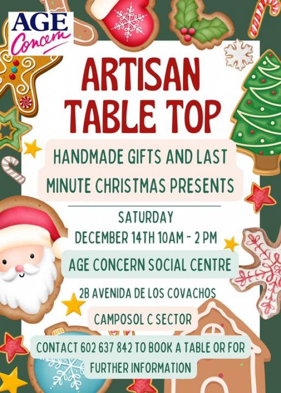 December 14 Age Concern Christmas Artisan Table Top Sale