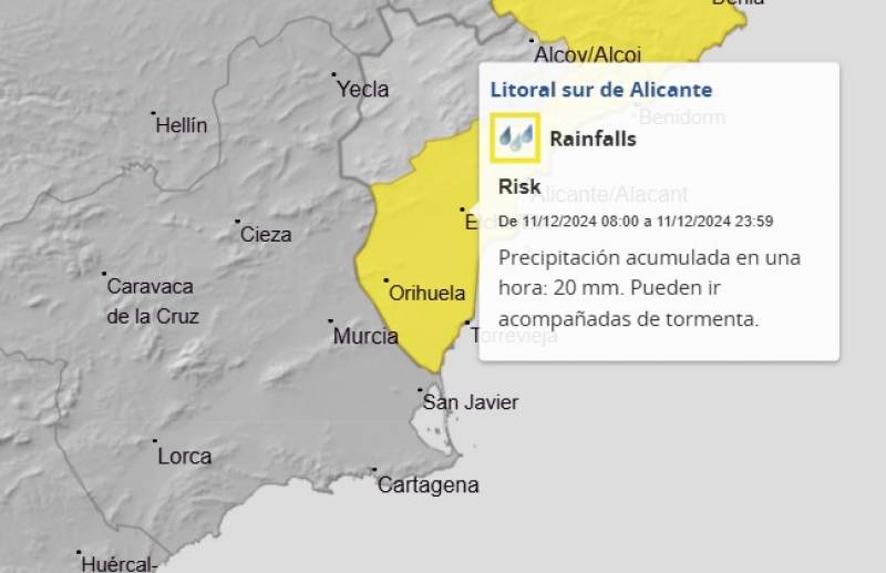 Rain, storms and chilly weather: Murcia forecast December 10-15