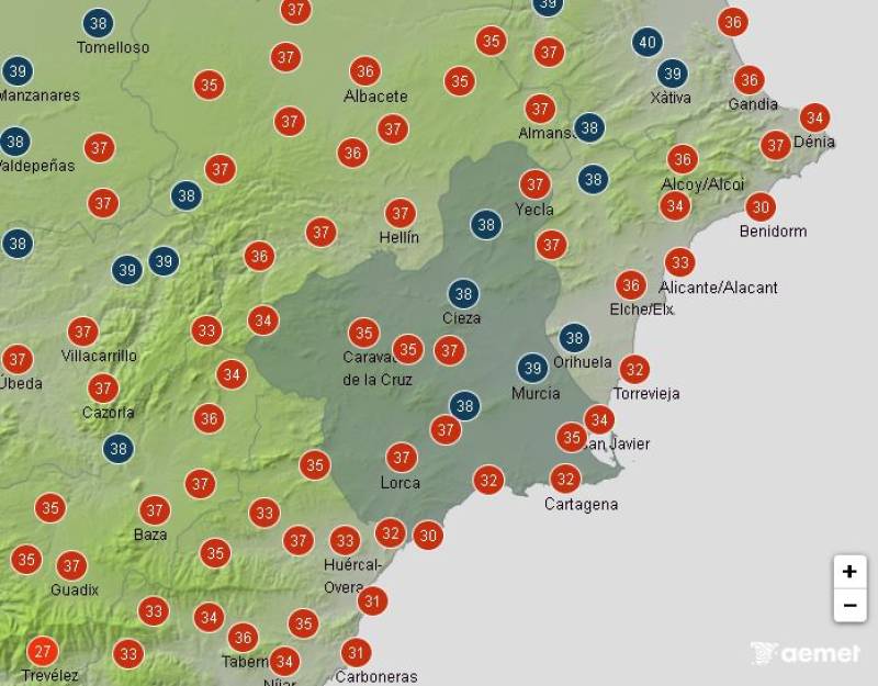 Murcia weather forecast August 11-14: Orange alerts for extreme temperatures