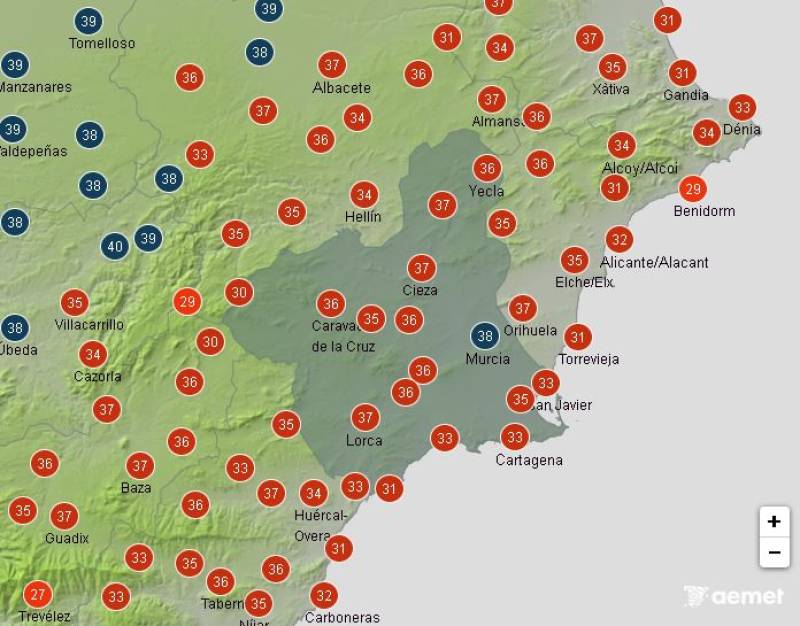 Murcia weather forecast August 11-14: Orange alerts for extreme temperatures