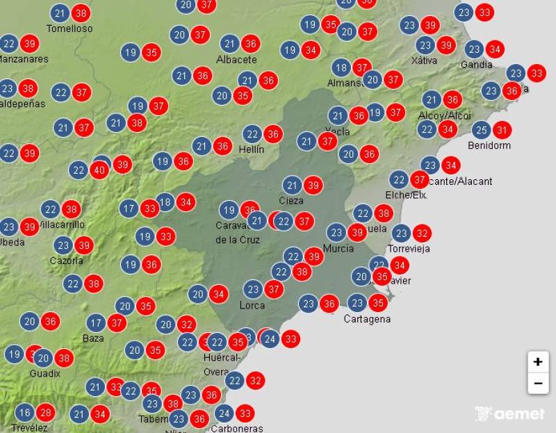Murcia weather forecast August 11-14: Orange alerts for extreme temperatures