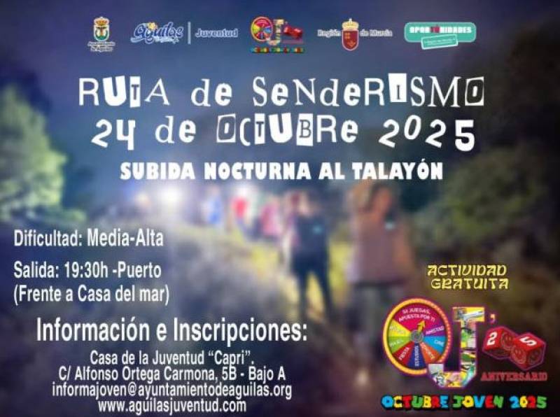 October 24 Free guided night hike up to the Talayón in the mountains of Águilas