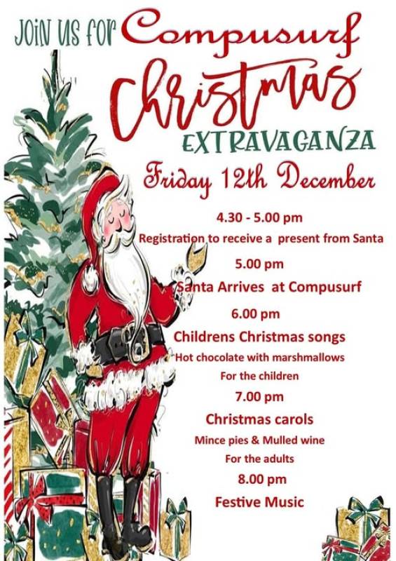 December 12 Meet Father Christmas at the Compusurf shop on Camposol