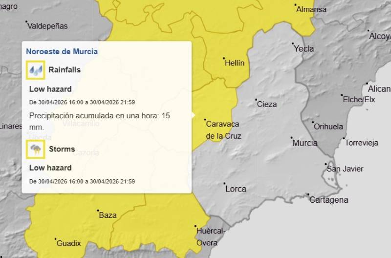 It's a washout of a long weekend: Rain forecast in Murcia April 30-May 3