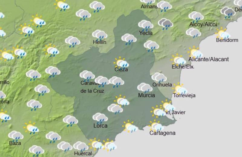 It's a washout of a long weekend: Rain forecast in Murcia April 30-May 3