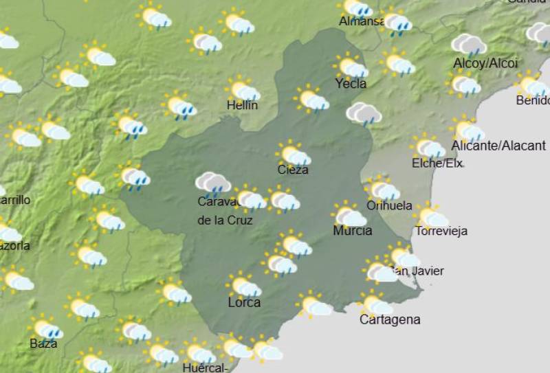 It's a washout of a long weekend: Rain forecast in Murcia April 30-May 3