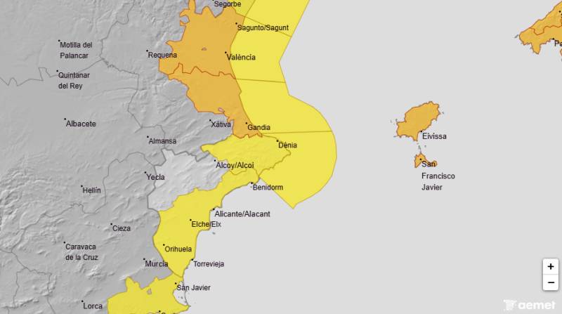 Alicante weather forecast October 19-22: Yellow alerts in place for heavy showers and thunderstorms